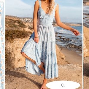 Vici blue and yellow flowers midi dress size small